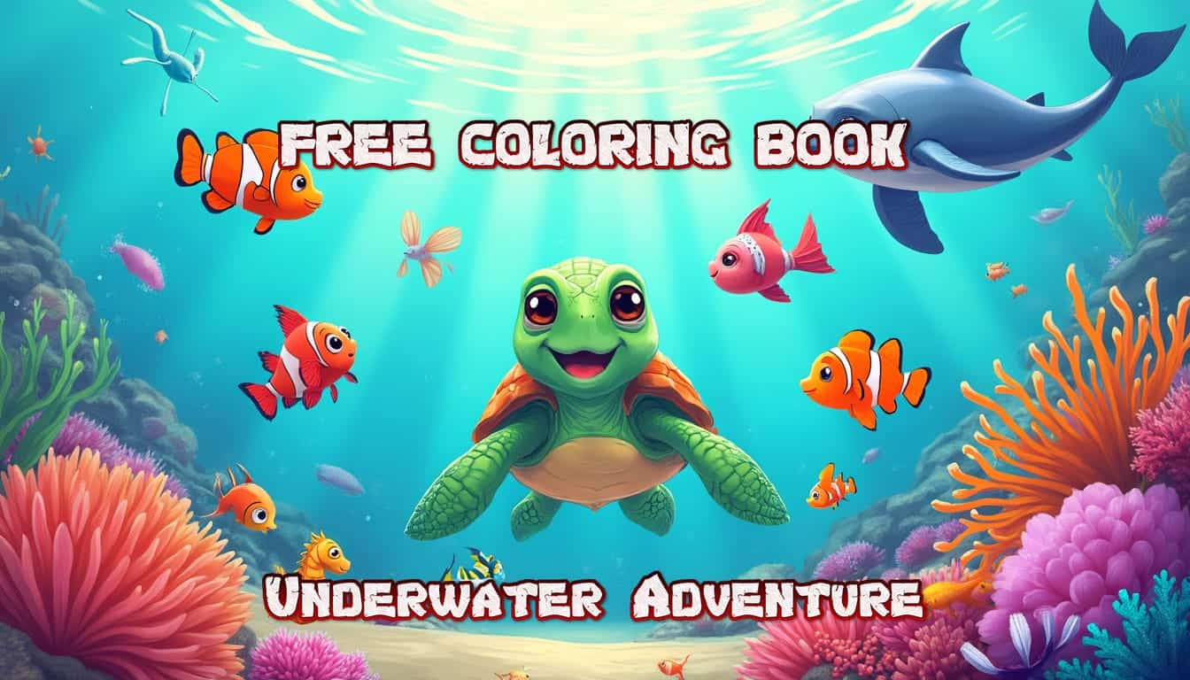 Free Childrens coloring book Underwater Adventure