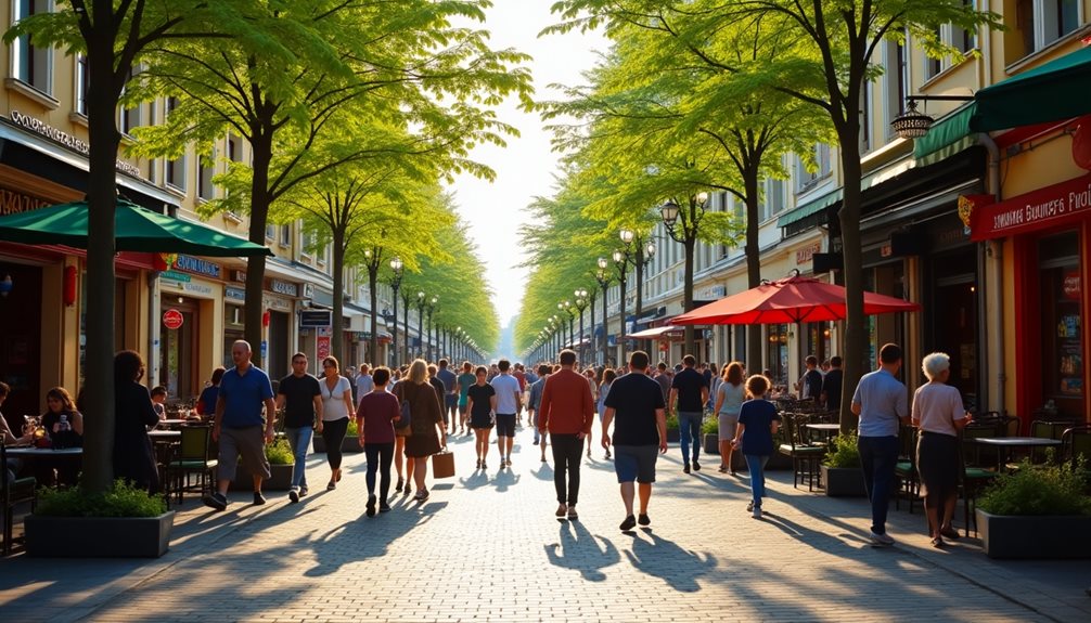 vibrant street life scene