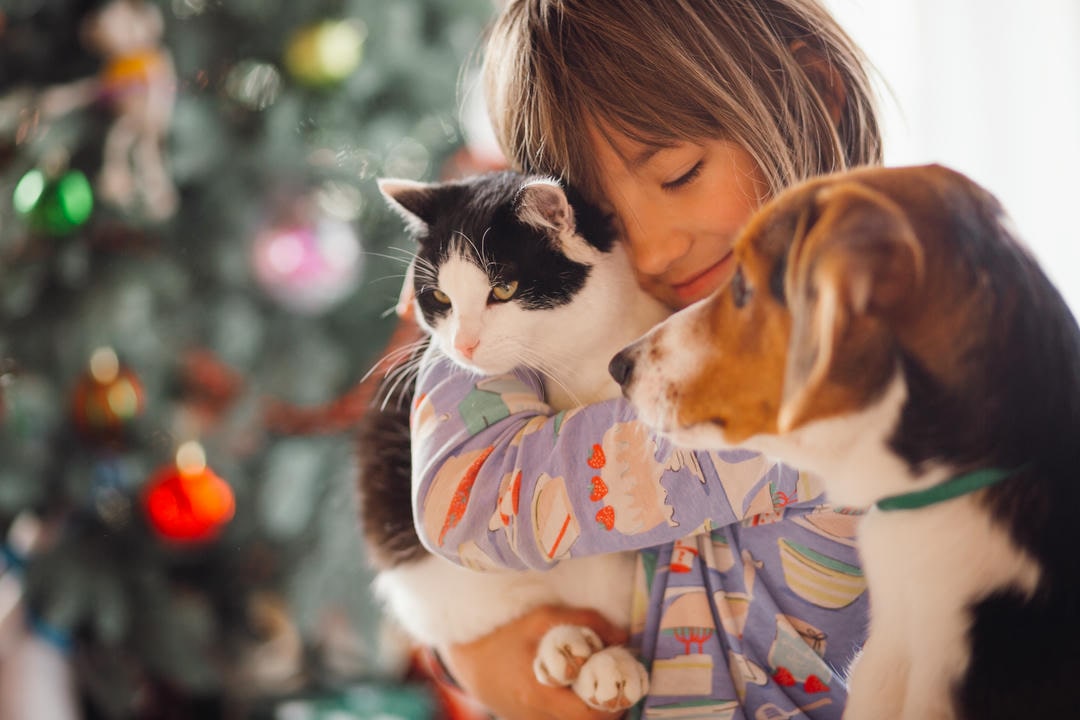 Girl with pets