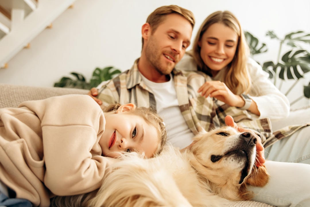 Family with dog